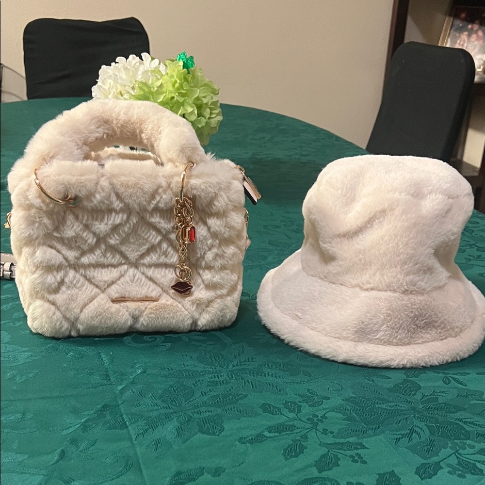 ALDO Cream Teddy Faux Fur Mini Handbag | Cozy Winter Aesthetic Bag